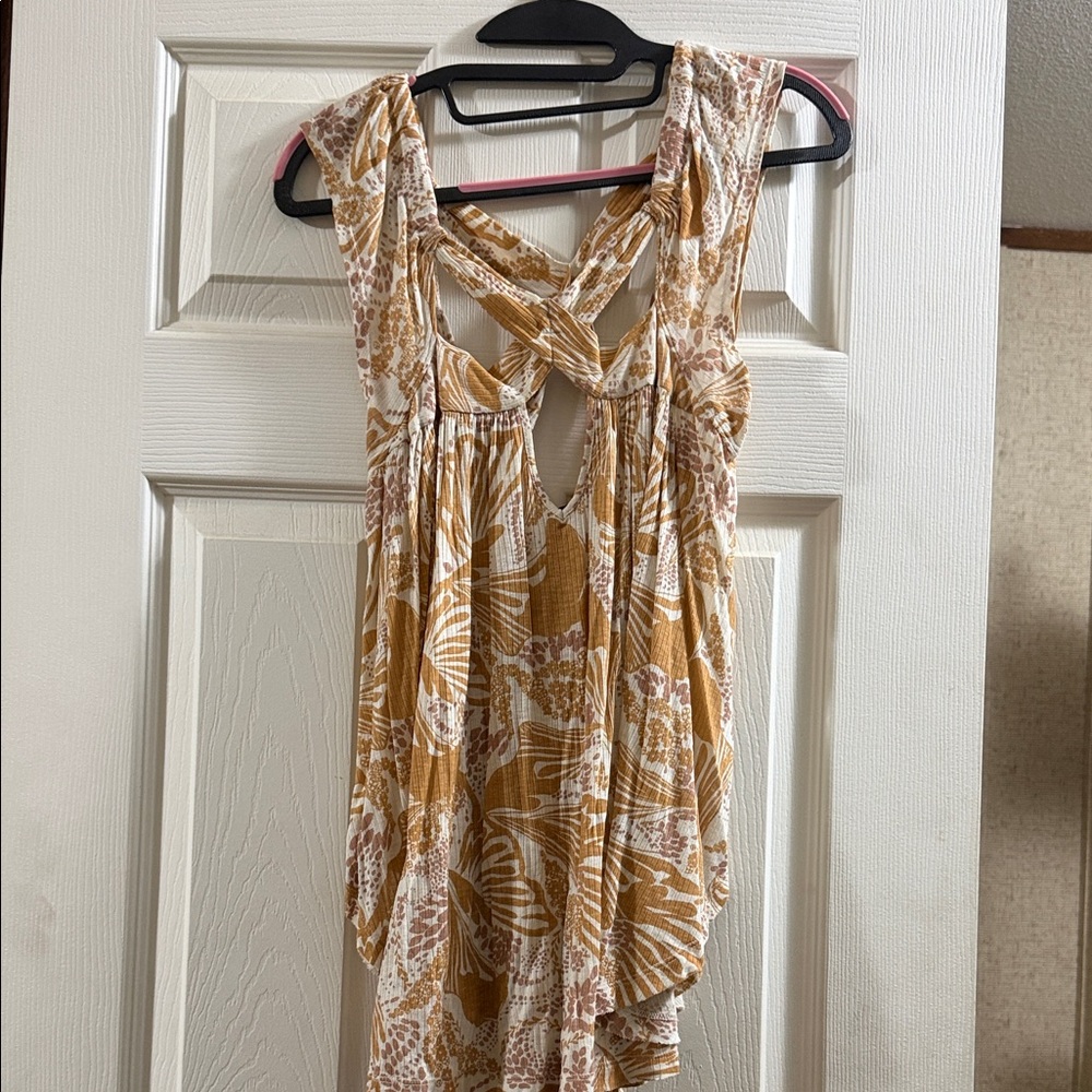 Free People Mustard and White Floral Tank Top
